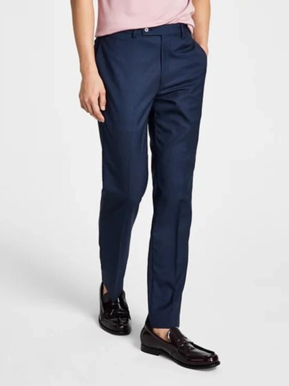 Calvin Klein Men's Dress Pants 36x32 Navy Slim Fit Stretch Flat Front Career